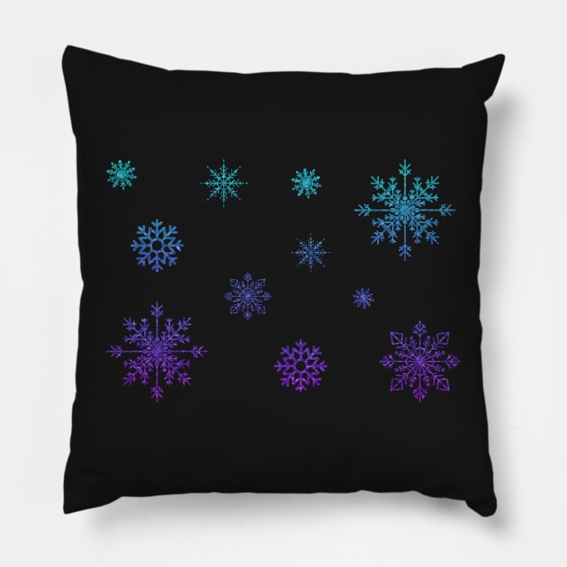 Purple Blue Ombre Faux Glitter Snowflakes Pillow by Felicity-K