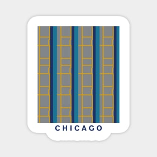 Abstract Geometric Chicago Flag and Cityscape Magnet