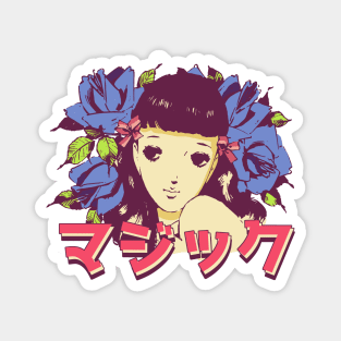 Anime Flower Girl 'Magic' In Japanese Aesthetic Otaku, Vintage Magnet