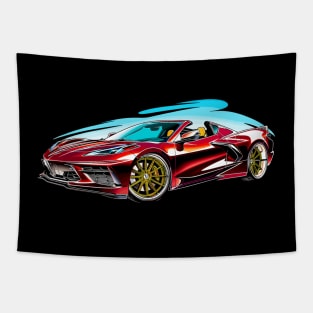 Red Mist HTC C8 Corvette Supercar Racecar Muscle Car Red Hardtop Convertible Corvette C8 Tapestry