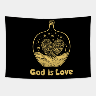 God is love. Doodle illustration. Tapestry