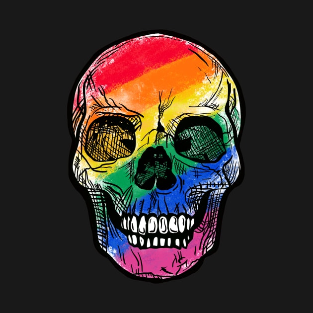 Pride Skull Colorful Pride Rainbow by SusanaDesigns