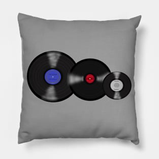Vinyl Records Trio (Gray) Pillow
