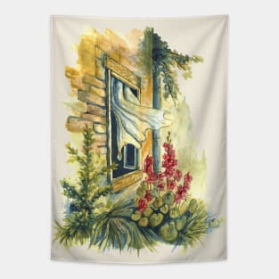 summer window - watercolor painting Tapestry