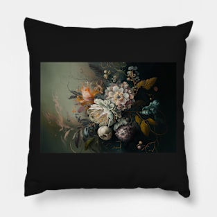 Abstract Floral Garden Botanical Print Pillow