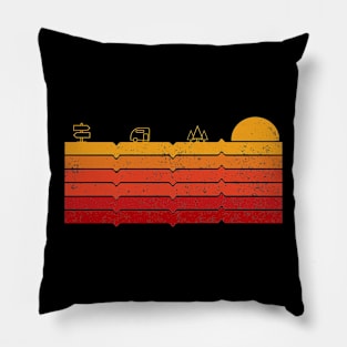 70's Retro Sunset Classic Vintage Hiking Lover Pillow