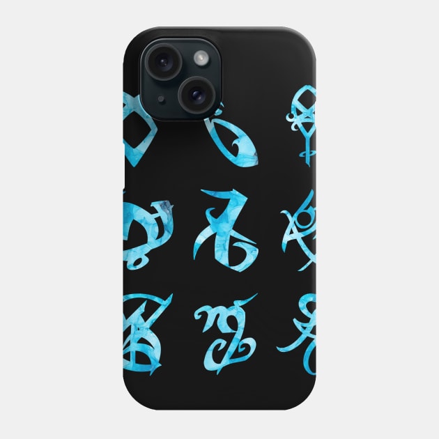 Hydro Flask stickers pack set - Shadowhunters rune (blue ink sea) | Parabatai | Angelic power rune | Alec, Magnus Phone Case by Vane22april