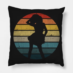 Cheerleader Silhouette On A Distressed Retro Sunset print Pillow