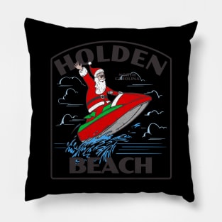 Holden Beach, NC Christmas Vacationing Waterskiing Santa Pillow