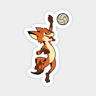 Comic fox plays volleyball Magnet