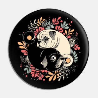 Yin and Yang Cute Pug Puppy Dogs Pin