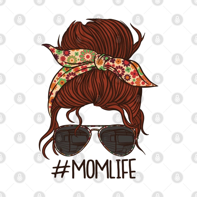 Hashtag Momlife Vintage Sunglasses Floral Bow Messy Bun Mothers Day Gift Ideas by Kali Space