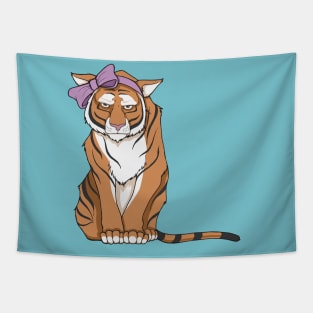 Don't Call Me Cute - Tiger In Pink Bow Tapestry