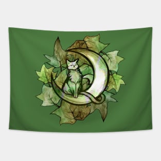 Nature Ivy Moon Cat Tapestry