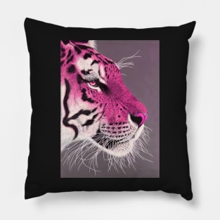 Fuchsia pink and white ombre tiger Pillow