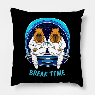 Break Time, Cute Capybara Astronauts Pillow