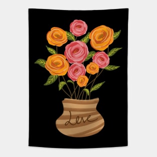 Flower Pot Illustration Tapestry