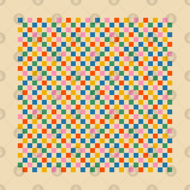 Colorful Mini Check Checkered Pattern by KierkegaardDesignStudio