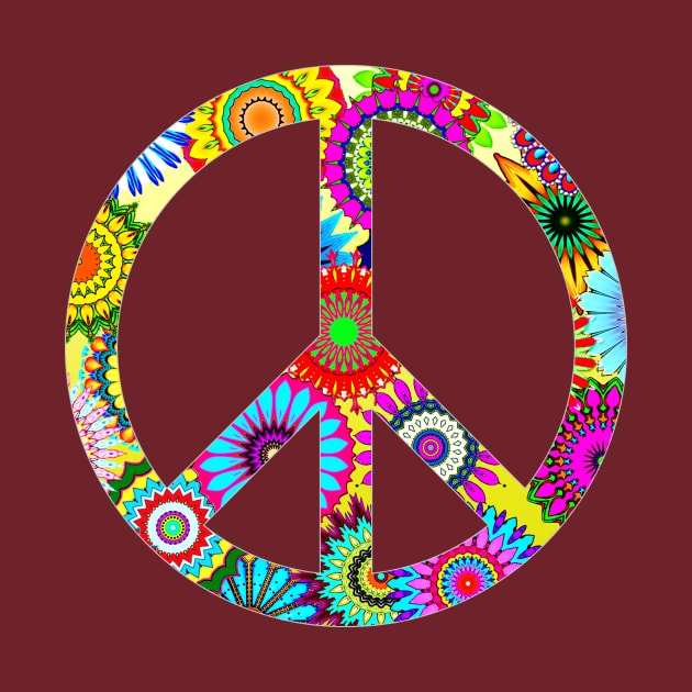 Groovy Peace Sign with Floral Pattern by ddtk