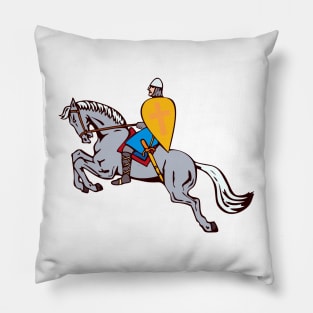 Crusader Knight Riding Horse  Retro Pillow