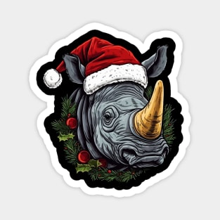 Rhinoceros Christmas Magnet