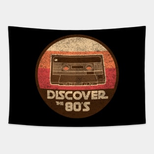 DISCOVER THE 80'S retro vintage cassette tape mashup Tapestry