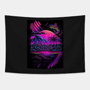 Synthwave sunset abstraction Tapestry