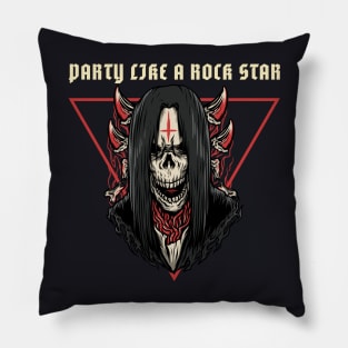 Evil Skull Party Like A Rock Star Pillow