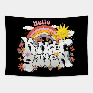 Hello Kindergarten Rainbow Groovy Back To School Teacher Kid Tapestry