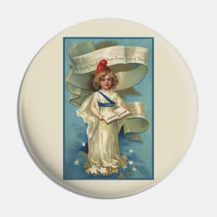 My Country 'Tis Of Thee Antique Patriotic Postcard Pin