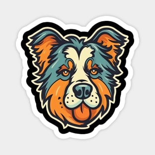 Border Collie dog head logo in circle Magnet