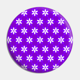 White flowers on purple background pattern, version 3 Pin