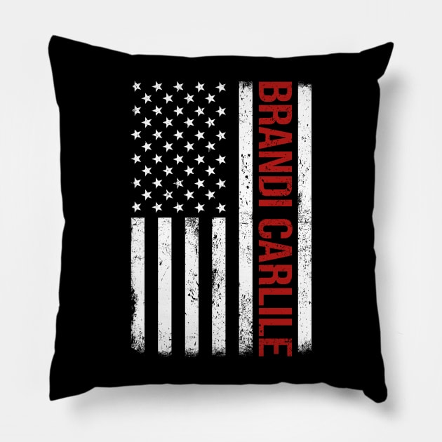 Graphic Brandi Carlile Proud Name US American Flag Birthday Gift Pillow by Intercrossed Animal 