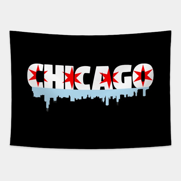 Chicago Flag Skyline Tapestry by Shappie112