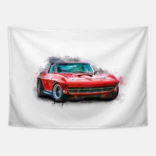 Red Corvette Tapestry