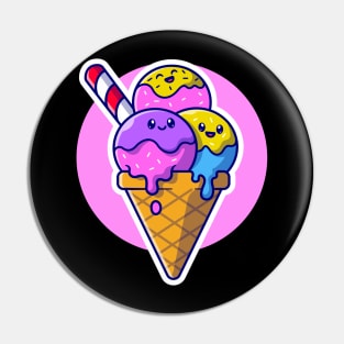 Cute Ice Cream Cone Cartoon Pin