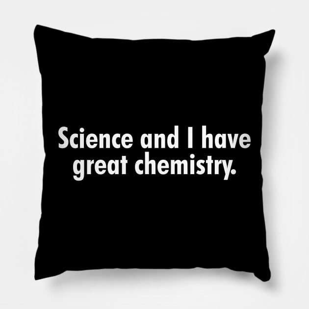 Science and I have great chemistry. Pillow by cdclocks