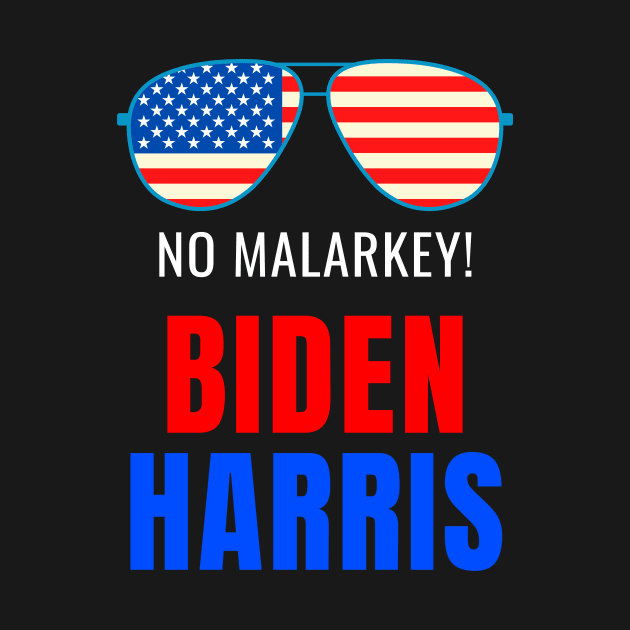 No Malarkey, Biden Harris 2020 for The American President, Funny Anti Trump USA Flag by WPKs Design & Co