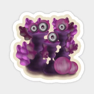 Purple pumpkin monster in the table for halloween Magnet