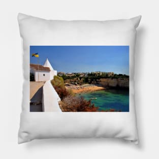 Praia de Nossa Senhora da Rocha Algarve Portugal Pillow