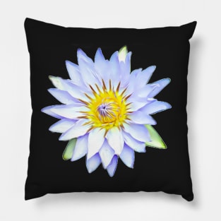 White Water Lily Artistic Style Pattern Pillow