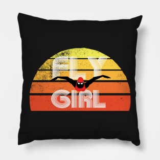 Retro Fly Girl Womens Swimming 2 Pillow