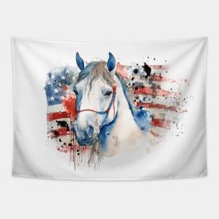 Watercolor Patriotic horse Tapestry