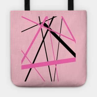 Criss Crossed Pink and Black Stripes Tote