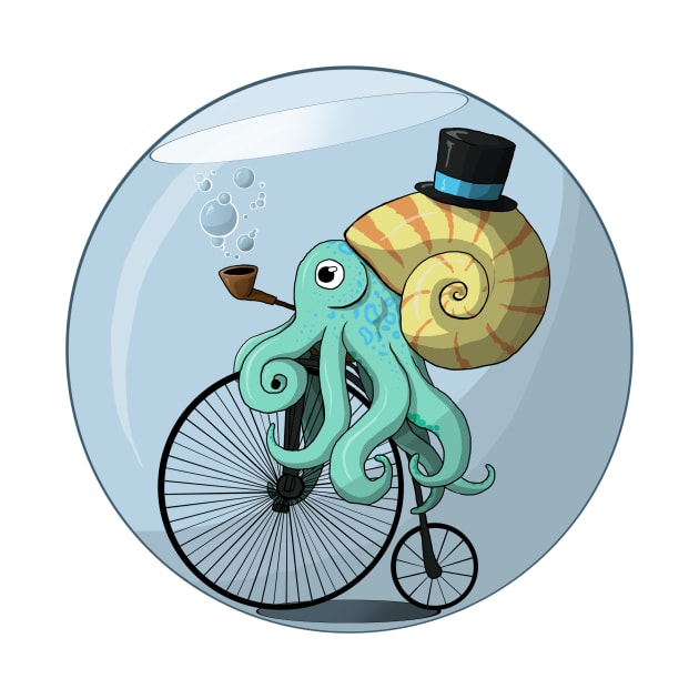 Mr Squid on a penny farthing by rsutton