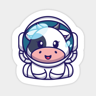 Cute baby cow wearing an astronaut suit, cartoon character Magnet