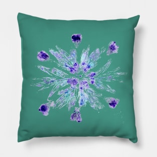 'Snowflake' nature print (green background) Pillow