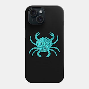 Mandala Crab (cyan and black inverted) Phone Case