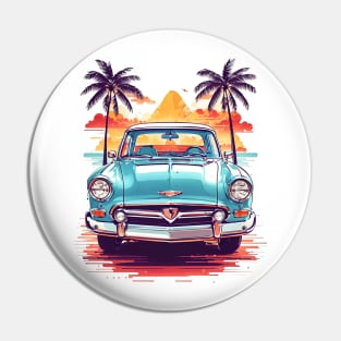 Miami Street Ride: Retro Car Vector Tee Pin