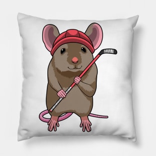 Mouse at Ice hockey with Ice hockey stick Pillow